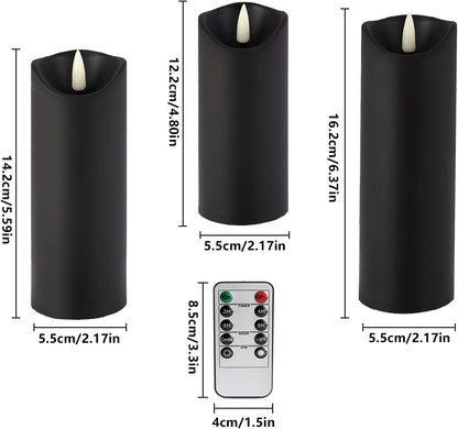 24 Pack Black LED Flameless Candles with Remote and Timer Realistic Flickering Battery Pillar Lights for Home Decor,Party,Idea Gift and Special Festivals