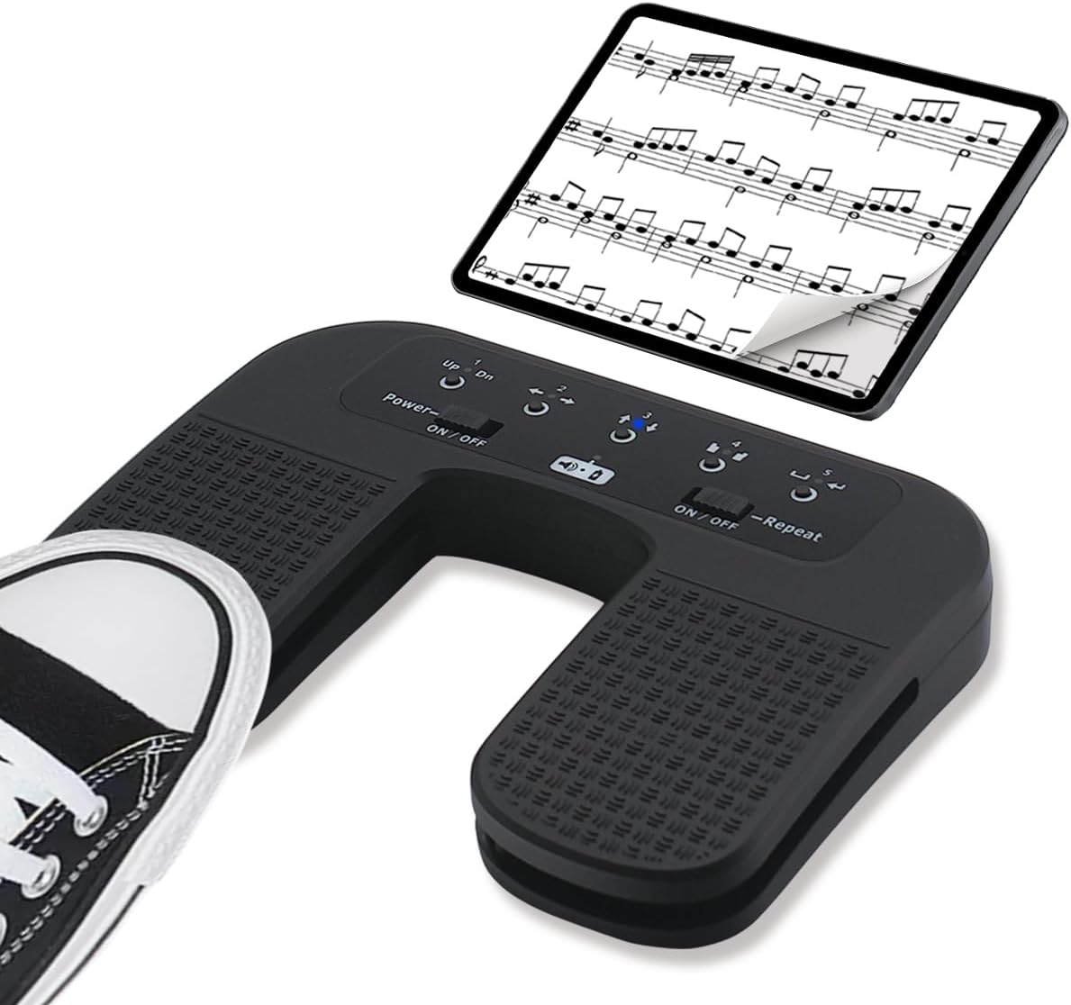 Yueyinpu Wireless Foot Pedal Hands-Free Music Page Turner for Tablets Smartphones Rechargeable Anti-Skid Pad (Classic)