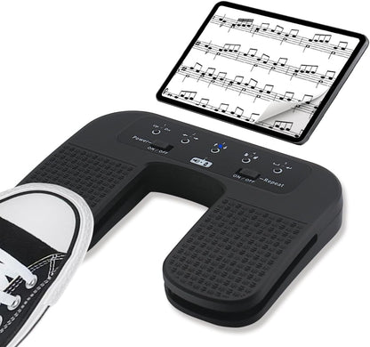 Yueyinpu Wireless Foot Pedal Hands-Free Music Page Turner for Tablets Smartphones Rechargeable Anti-Skid Pad (Classic)