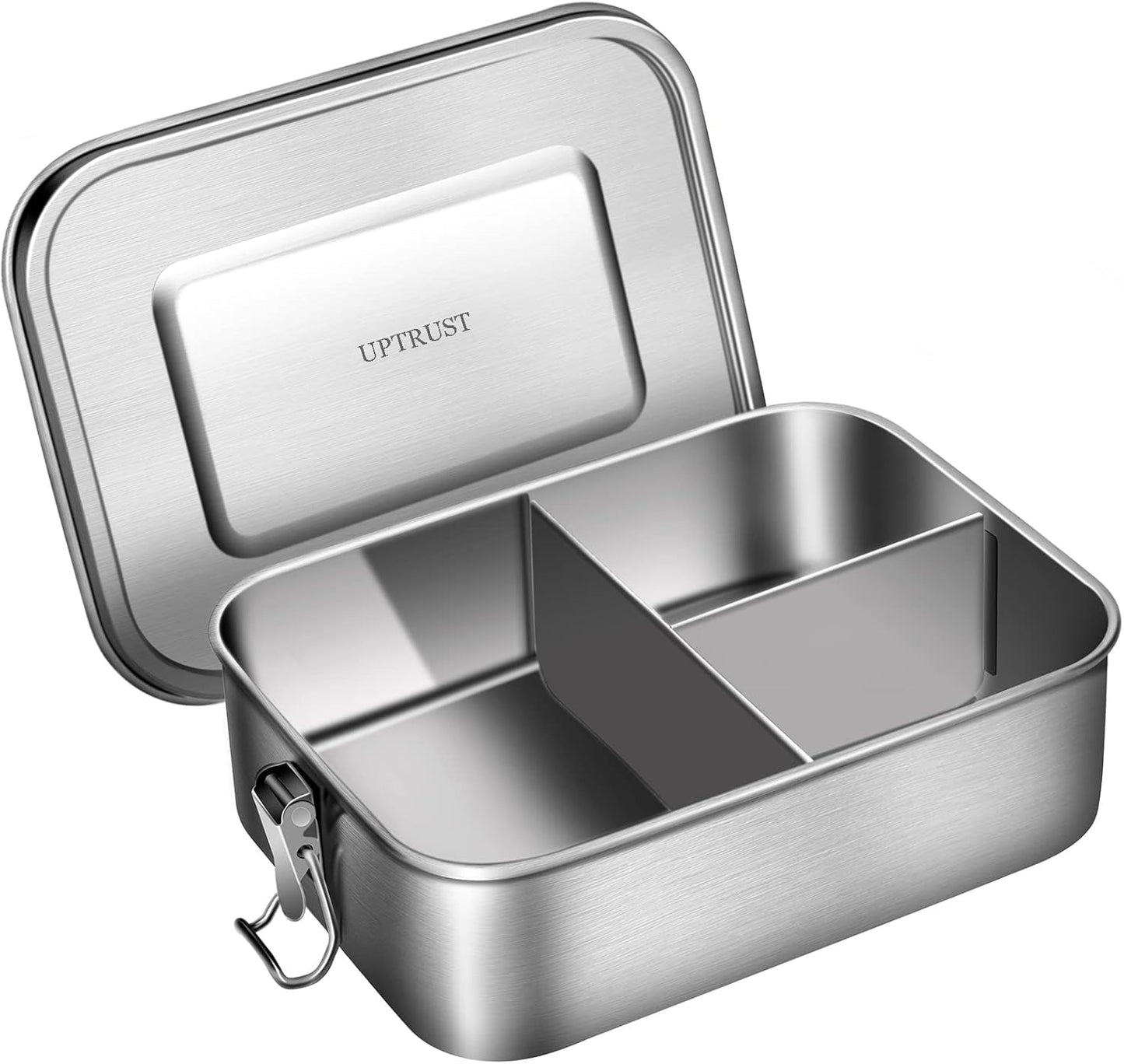 UPTRUST Leak Proof Stainless Steel Bento Lunch Container, (47OZ/1400ML) Metal Bento Lunch Box for Kids or Adults, 3 Compartment Packing Box for Work Lunch