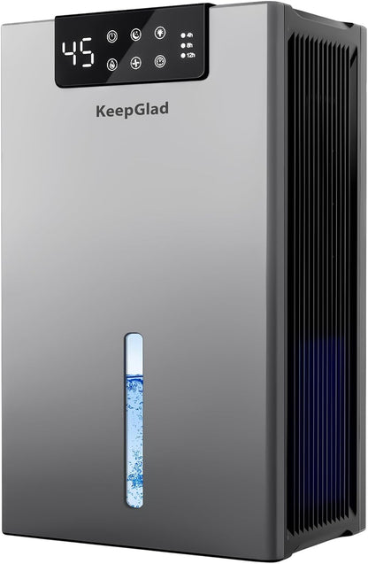 KeepGlad Dehumidifier, 1000Sq.Ft for Home, 98 OZ Dehumidifier for Basement, Quiet Dehumidifiers for Bedroom, Bathroom, RV. Dehumidifiers with Humidity Display, Drain Hose, Auto Shut-Off, Timer, White