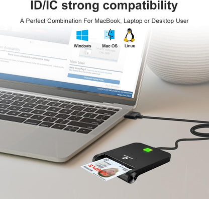 Zoweetek CAC Reader, CAC Card Reader Military, DOD Military USB Common Access CAC, Compatible with Windows, Mac OS and Linux