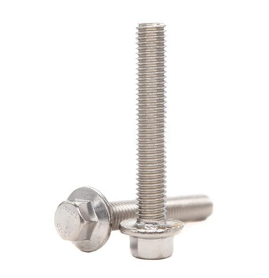 binifiMux 4pcs M10-1.25 x 70mm Serrated Flanged Hex Bolts Flange Hexagon Screws, Stainless Steel 18-8 (304), Plain Finish, DIN 6921