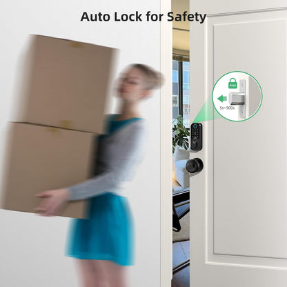 Keyless Entry Door Lock with Knob: NUTOMO Front Door Lock Set Fingerprint Deadbolt Alexa Digital Keypad Door Locks APP Remote Control Auto Lock Black