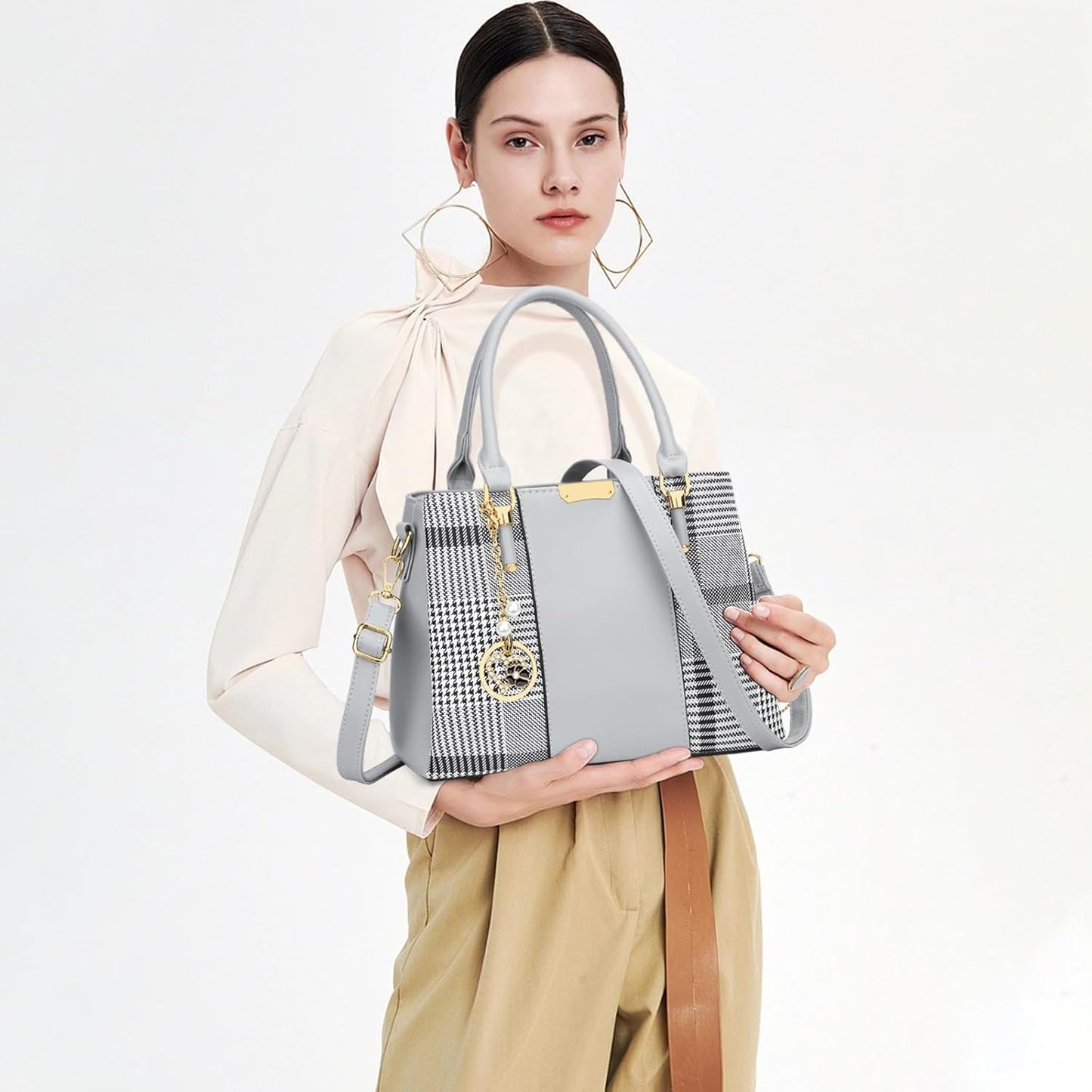 KKXIU Trendy Tote Bag for Women Lightweight Oxford Big Capacity Shoulder Purses and Handbags