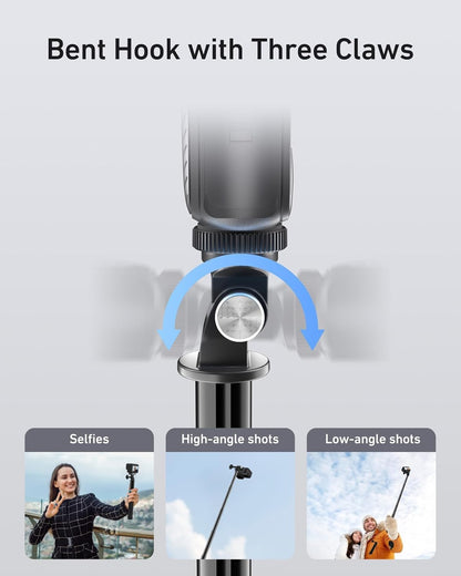 TELESIN 47" Extension Selfie Stick, Portable Smooth Handheld Invisible Monopod Pole for GoPro Hero 13 12 11 10 9/Insta360 X5 X4/DJI Osmo Pocket/AKASO Vlog Selfie Stick, Action Camera Accessories
