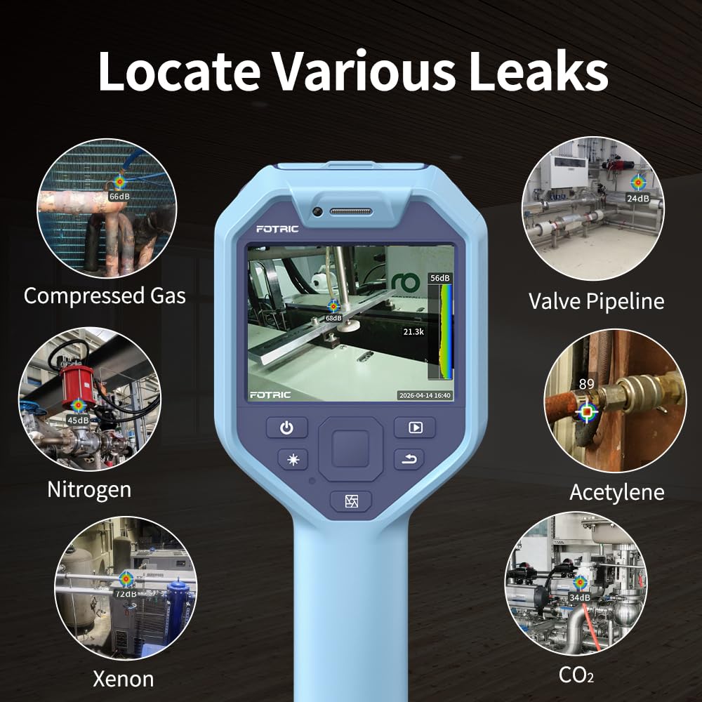 TD2e Acoustic Imaging Camera,64 MEMS Digital Microphones,Acoustic Imager for Compressed Air Leaks, Vacuum Leaks, Vibration Problems Detection,2k~100kHz Frequency Range, 3.5" Touch Screen,5MP