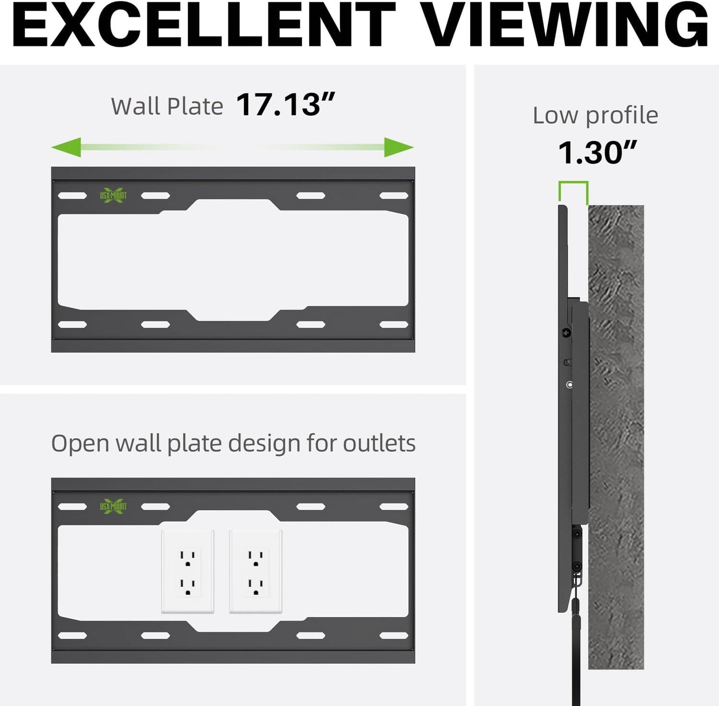 USX MOUNT Fixed TV Wall Mount with Low Profile for Most 26-60" Flat Screen TVs, Wall Mount TV Bracket with VESA Up to 400x400mm and 99lbs Loading, TV Mount Fits 8", 16" Wood Studs XFM090
