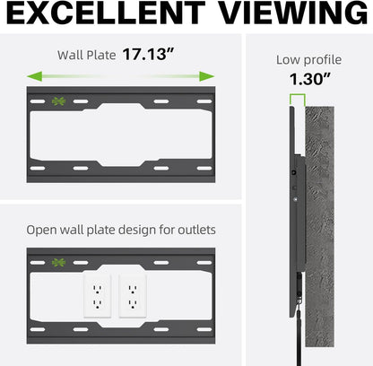 USX MOUNT Fixed TV Wall Mount with Low Profile for Most 26-60" Flat Screen TVs, Wall Mount TV Bracket with VESA Up to 400x400mm and 99lbs Loading, TV Mount Fits 8", 16" Wood Studs XFM090