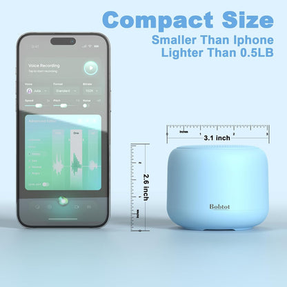 Bobtot Portable Bluetooth Speakers with Strap Easy to Carry, Wireless IPX5 Waterproof Mini Speaker with Loud Stereo Sound, 20 Hours Playtime, Rechargeable Battery, Built-in Microphone (Green)