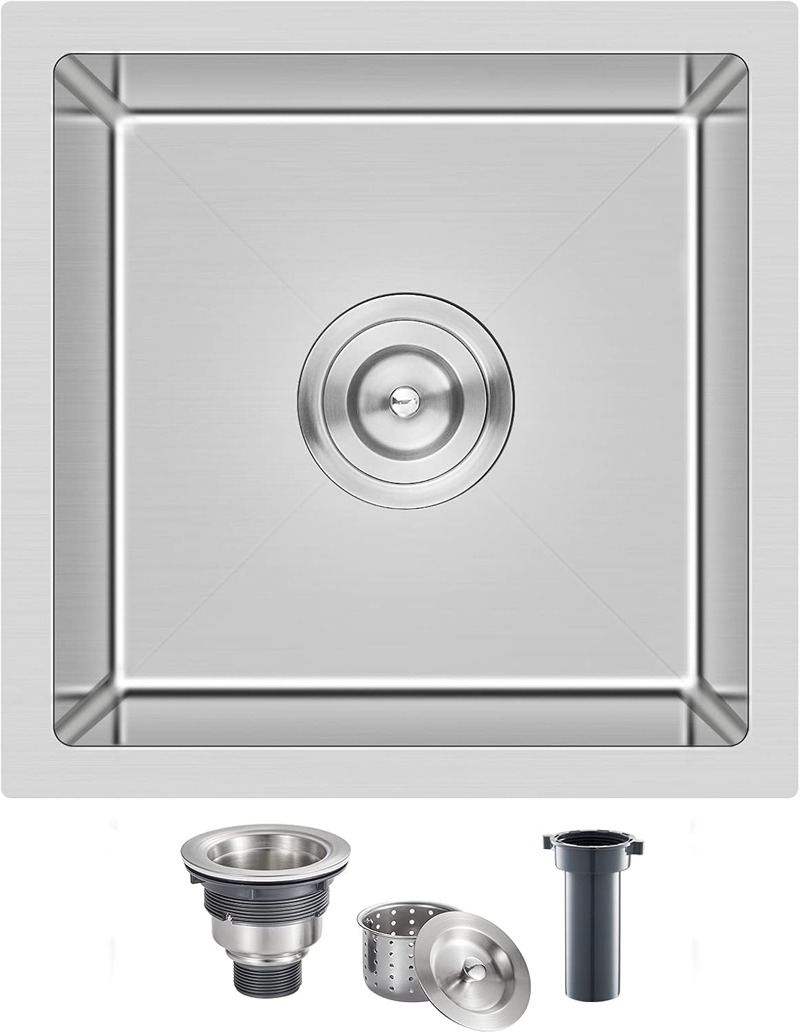 MENATT 20-inch Undermount Kitchen Sink, SUS304 Stainless Steel Handmade Single Bowl Kitchen Sink with Sink Strainer (Brushed), 20"x16"x9"