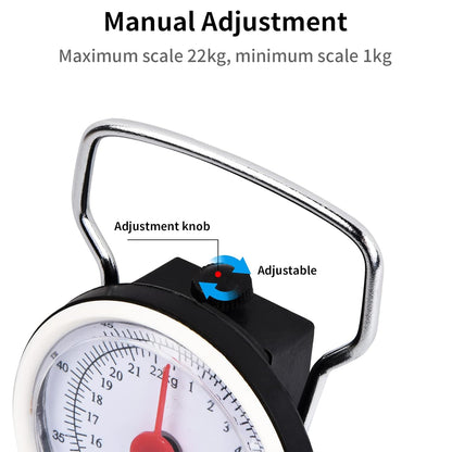 Dokpav Portable Manual Luggage Scale, Plastic Spring Balance Scale, Multi-Purpose Hand Held Dial Weight Scales, Hanging Spring Scale, Digital Hanging Scale, Household Portable Scale(50lbs/22KG)