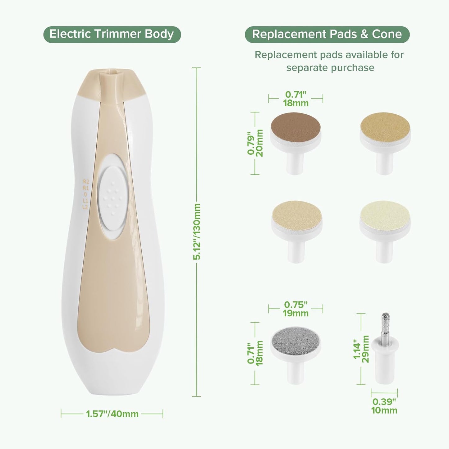 haakaa Baby Nail Trimmer Electric Safe Baby Nail Clippers Baby Nail File Kit Manicure Set, Trim Polish Grooming kit for Newborn Toddler or Adults Toes Fingernails, 6 Grinding Heads and LED Light