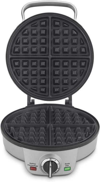 Cuisinart 4-Slice Round Belgian Waffle Maker, Non-Stick Coated Plates, Silver (WAF-200C)