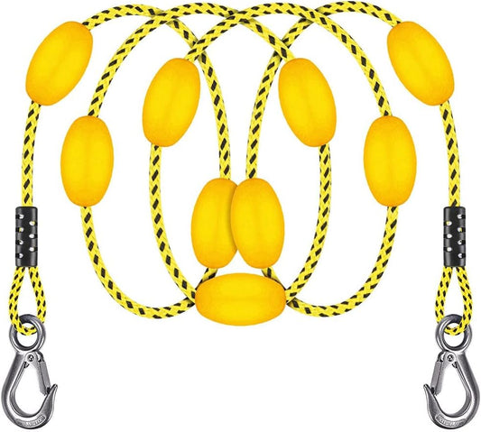 SELEWARE 65ft Tow Rope, Boating Tow Ropes for 1-4 Rider Towable Tubes, W/Floats, Stainless Steel Hook at Each end, idear for Water Sports