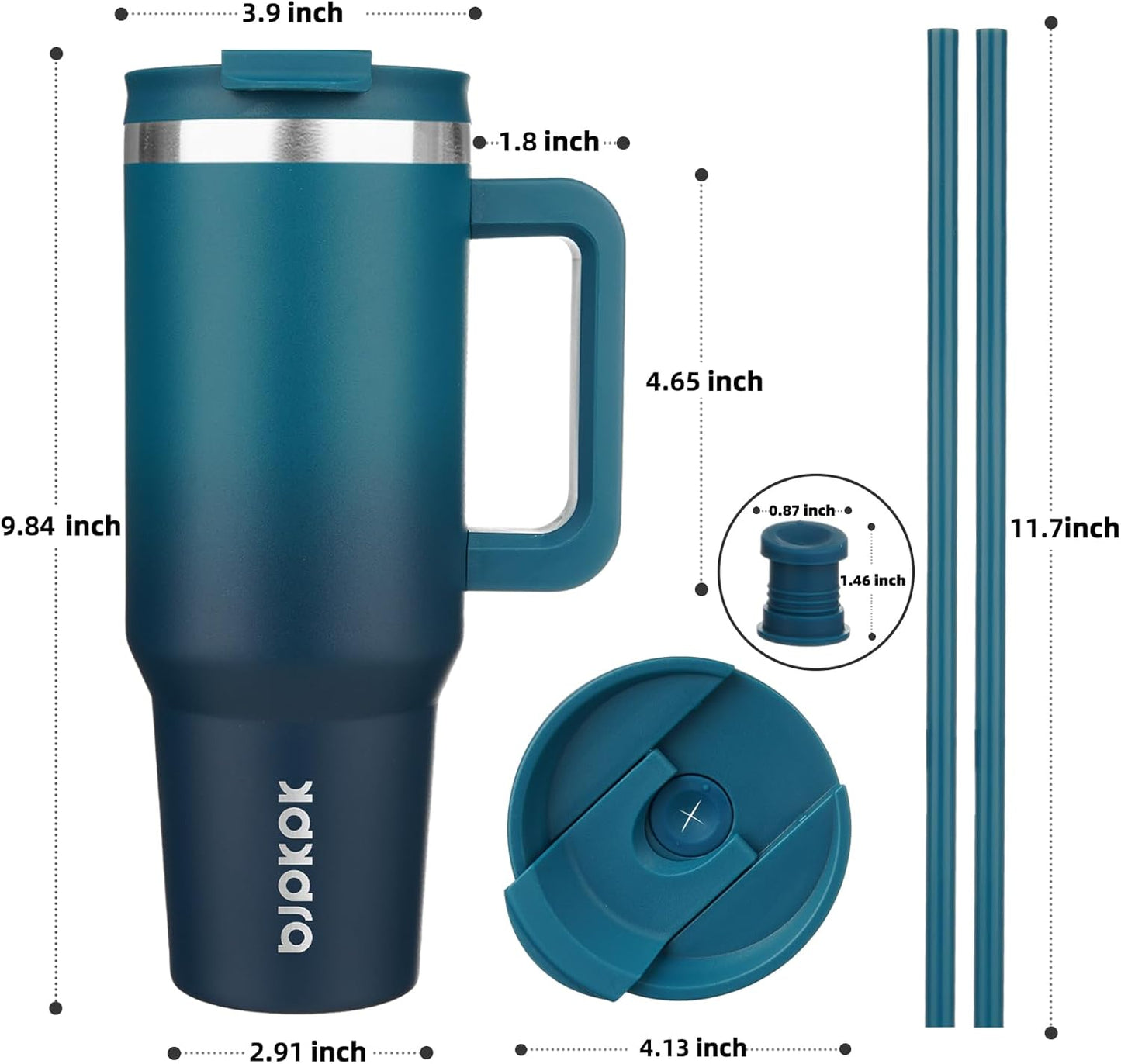 BJPKPK Tumbler with Handle and Straw 30oz Insulated Tumbler Cups with Lid Stainless Steel Travel Coffee Mug,Indigo Black