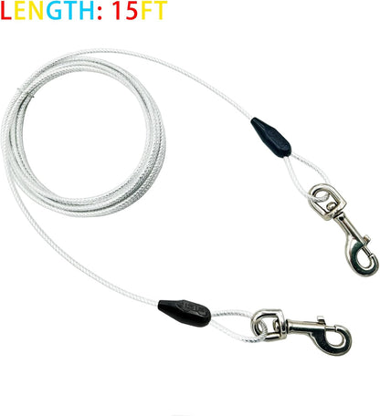 Petest 25ft Reflective Tie-Out Cable for Small Dogs Up to 35 Pounds
