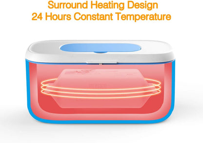 Bellababy Wipe Warmer with Night Light for Diaper Changes, with Car Charger for Portable use, Constant Temp Control Touch Screen, Wipes Dispenser Holder
