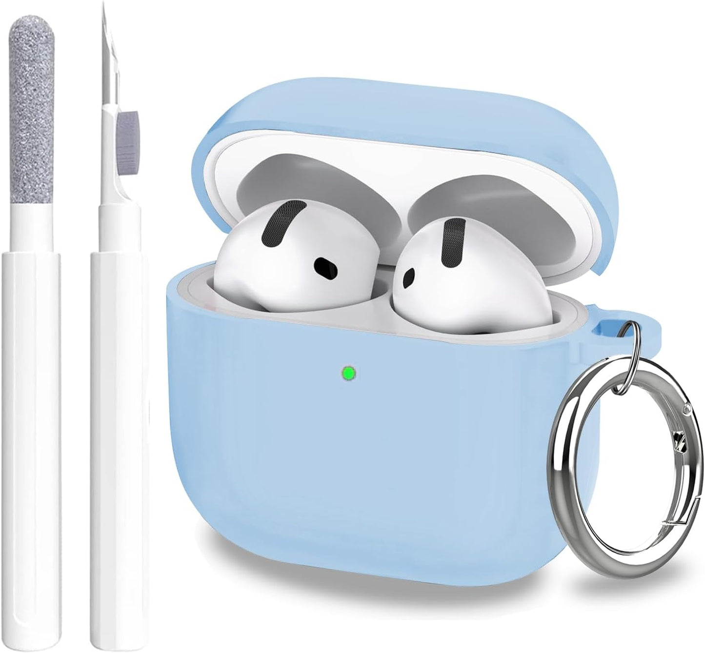 Aircawin for Airpods 4 Case Cover,Shockproof Case for Airpods 4th Generation Case Cover 2024,Premium Silicon Case with Keychain and Cleaing Pen for Airpods 4 Gen, Wireless Earphone Accessories-Blue