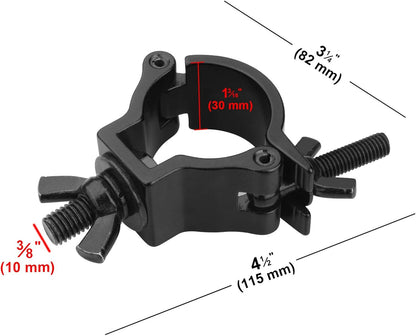 4 Pack 2"(50.8 mm) Black Light Clamps Truss DJ O Clamp, Max. Load 100 KG(220 LBs), TUV Certificated