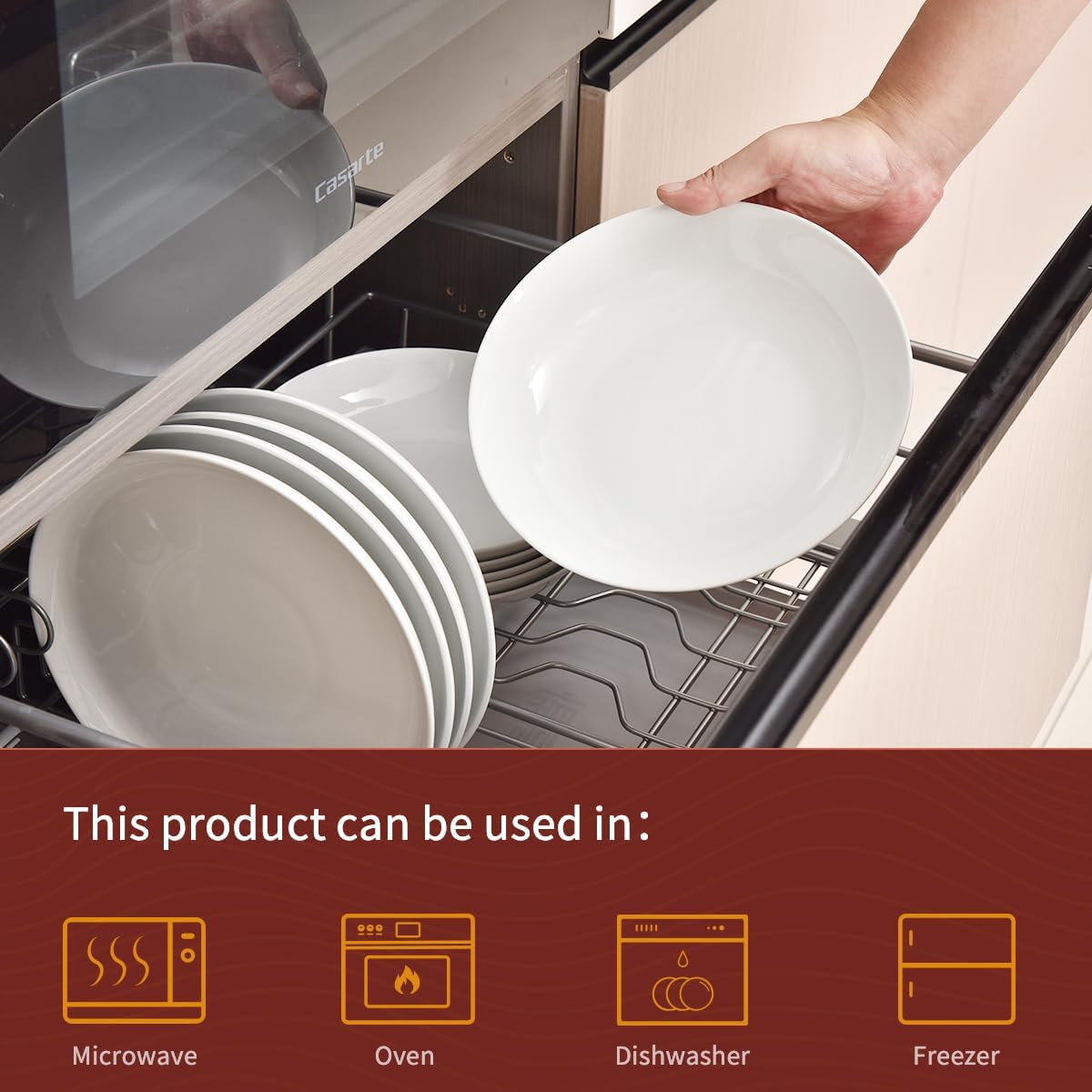 WishDeco White Pasta Bowls Set of 4, Porcelain Salad Bowls 37 oz / 1100 ml, Wide and Shallow Serving Bowl 9 Inch / 23 cm, Large Pasta Plates, Serving Dishes for Soup, Dinner, Microwave Safe