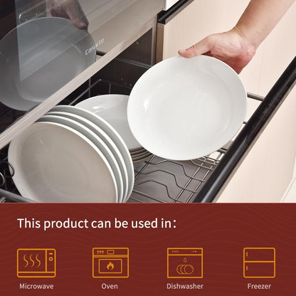 WishDeco White Pasta Bowls Set of 4, Porcelain Salad Bowls 37 oz / 1100 ml, Wide and Shallow Serving Bowl 9 Inch / 23 cm, Large Pasta Plates, Serving Dishes for Soup, Dinner, Microwave Safe