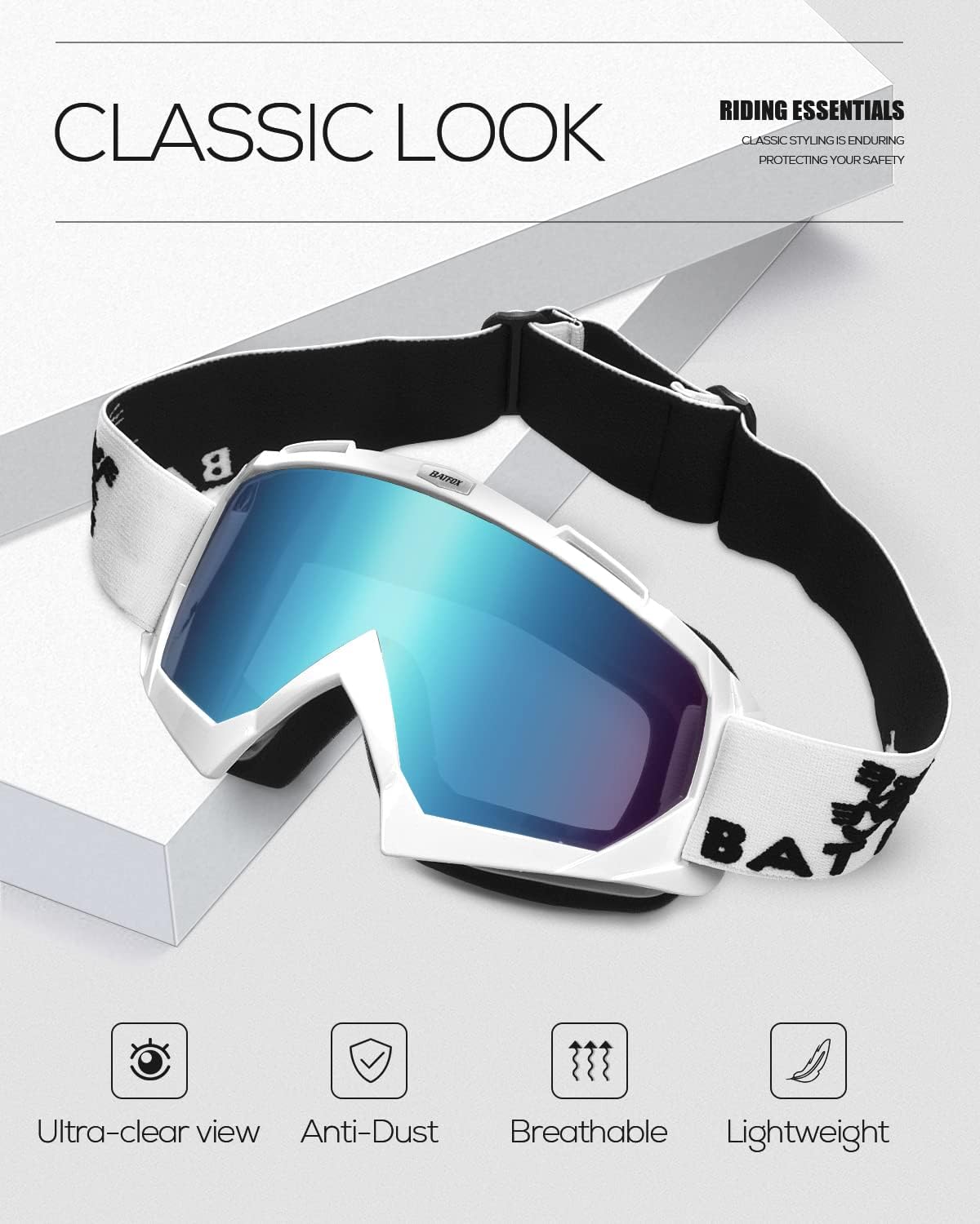 BATFOX Motorcycle Goggles Dirt Bike ATV Motocross Safety ATV Tactical Riding