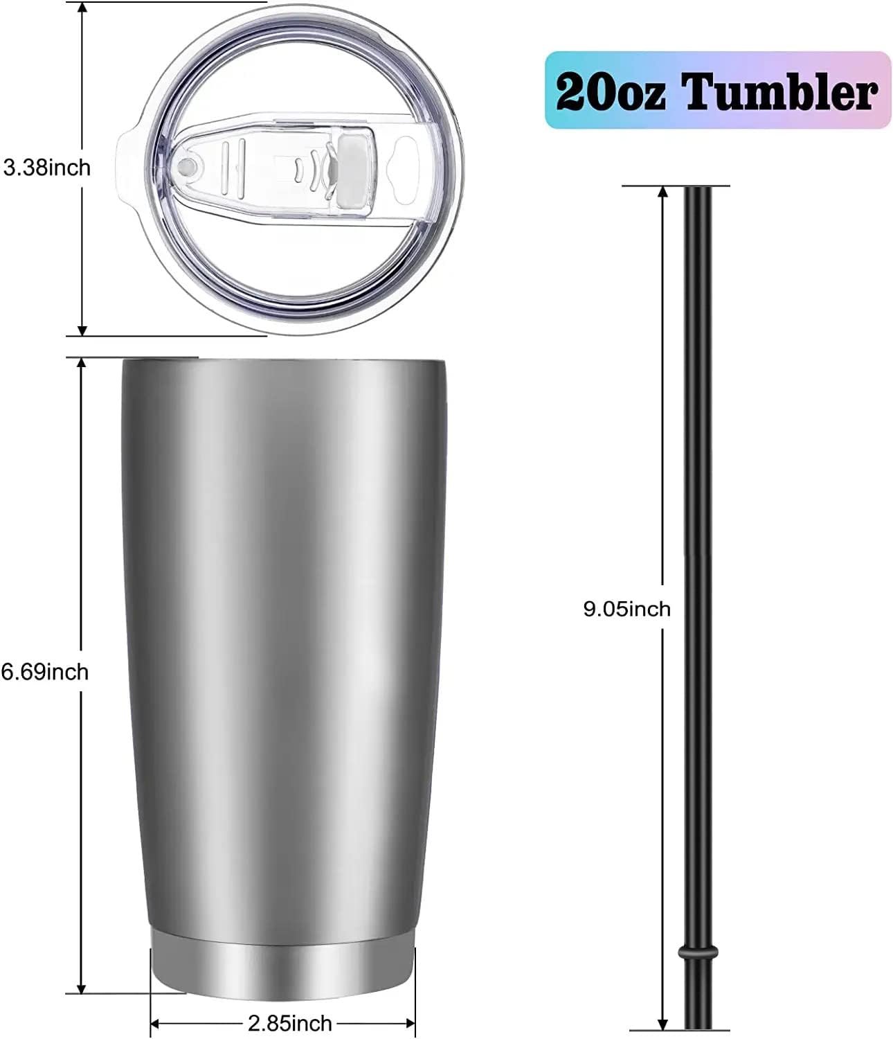 VEGOND 20oz Tumbler with Lid and Straw Stainless Steel Tumbler Cup Bulk Vacuum Insulated Double Wall Travel Coffee Mug Powder Coated Coffee Cup (Bluish Violet 6 Pack)