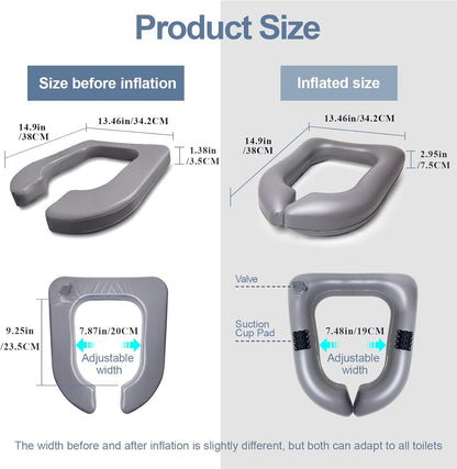 Comfort Adjustable Raised Toilet Seat for Post-Surgery, Pregnant, Seniors & Recovery - Easy Clean & Durable Supports 220lb,(16x14x2.5 in)