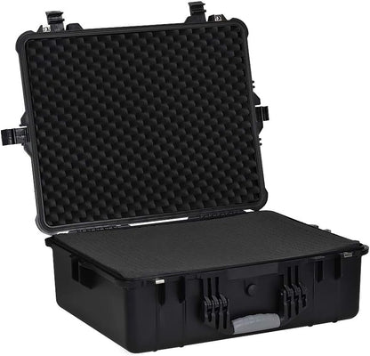 MEIJIA Portable Waterproof Protective Hard Case,Camera Case with Customizable Fit Foam Inserted, Elegant Black (9.17"x 7.56"x4.33")