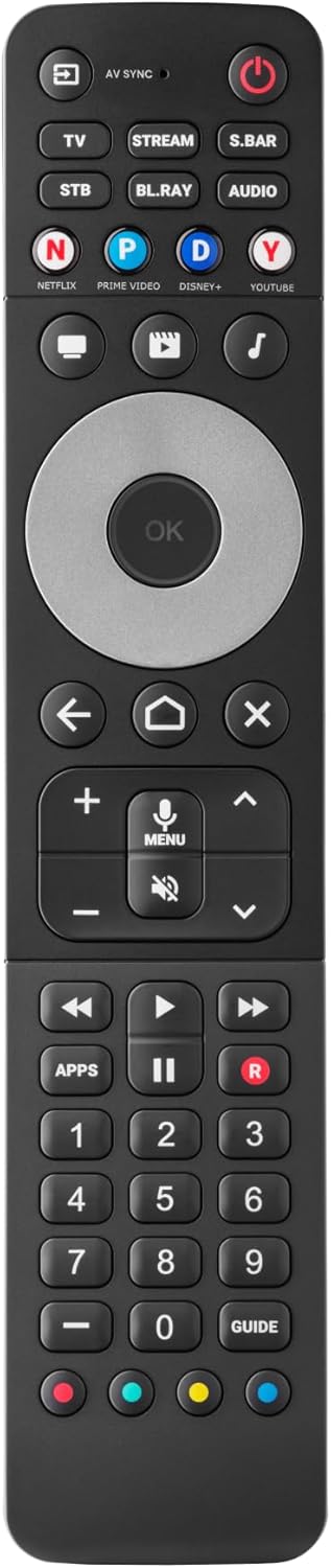 One For All Smart Control Pro - Voice Control for Android/Google TV, 3 Activity Modes + Shortcuts, Free Remote Setup via My Nevo App, Full Backlight for Day and Night Readability (URC7966 - Black) - PuriLite