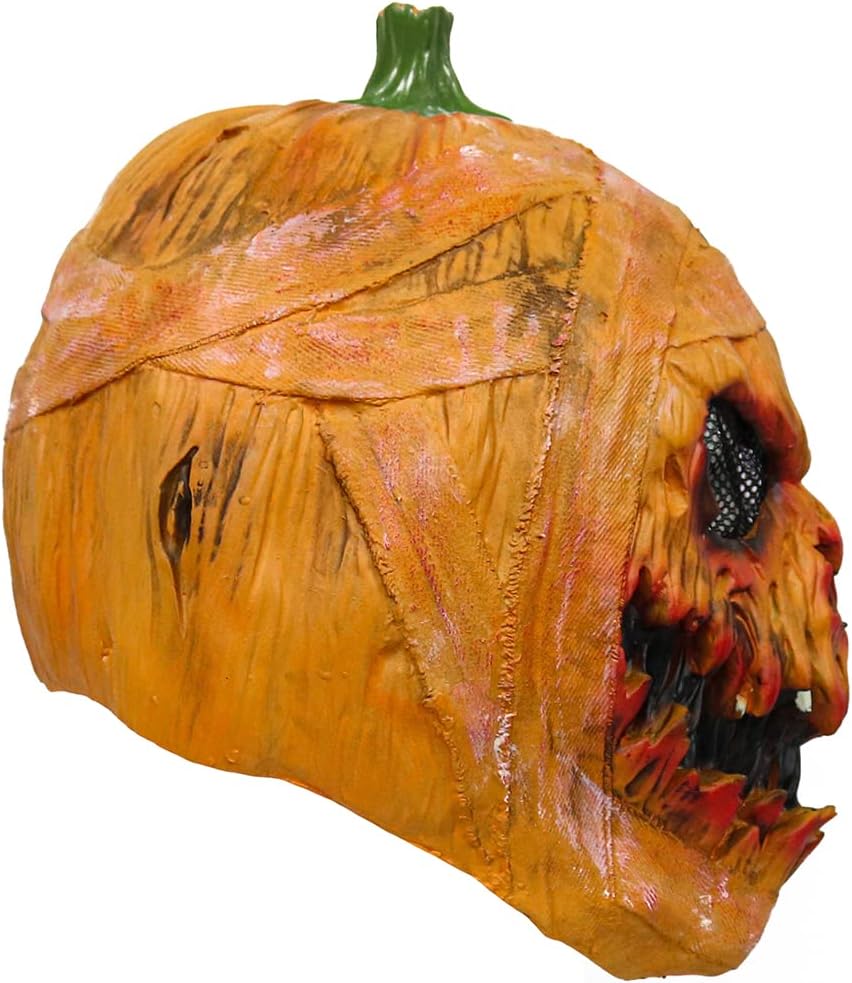Creepy Halloween Pumpkin Mask, Novelty Latex Scary Halloween Costume Party Props