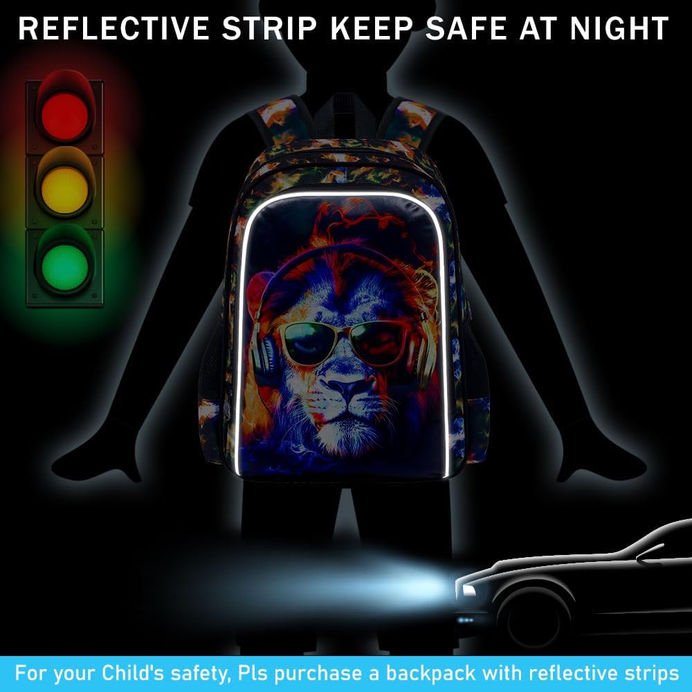 3pcs Backpack for Boys and Girls, 16” Kids Kindergarten Bookbag with Lunch Box, Cute Elementary Backpacks for Boy Girl