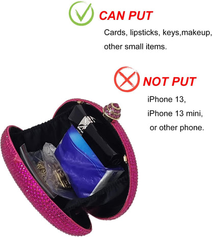 HUANG ZHUANG Egg Shape Crystal Clutch Purse Rhinestone Evening Bag for Women Party Wedding Cute Handbag
