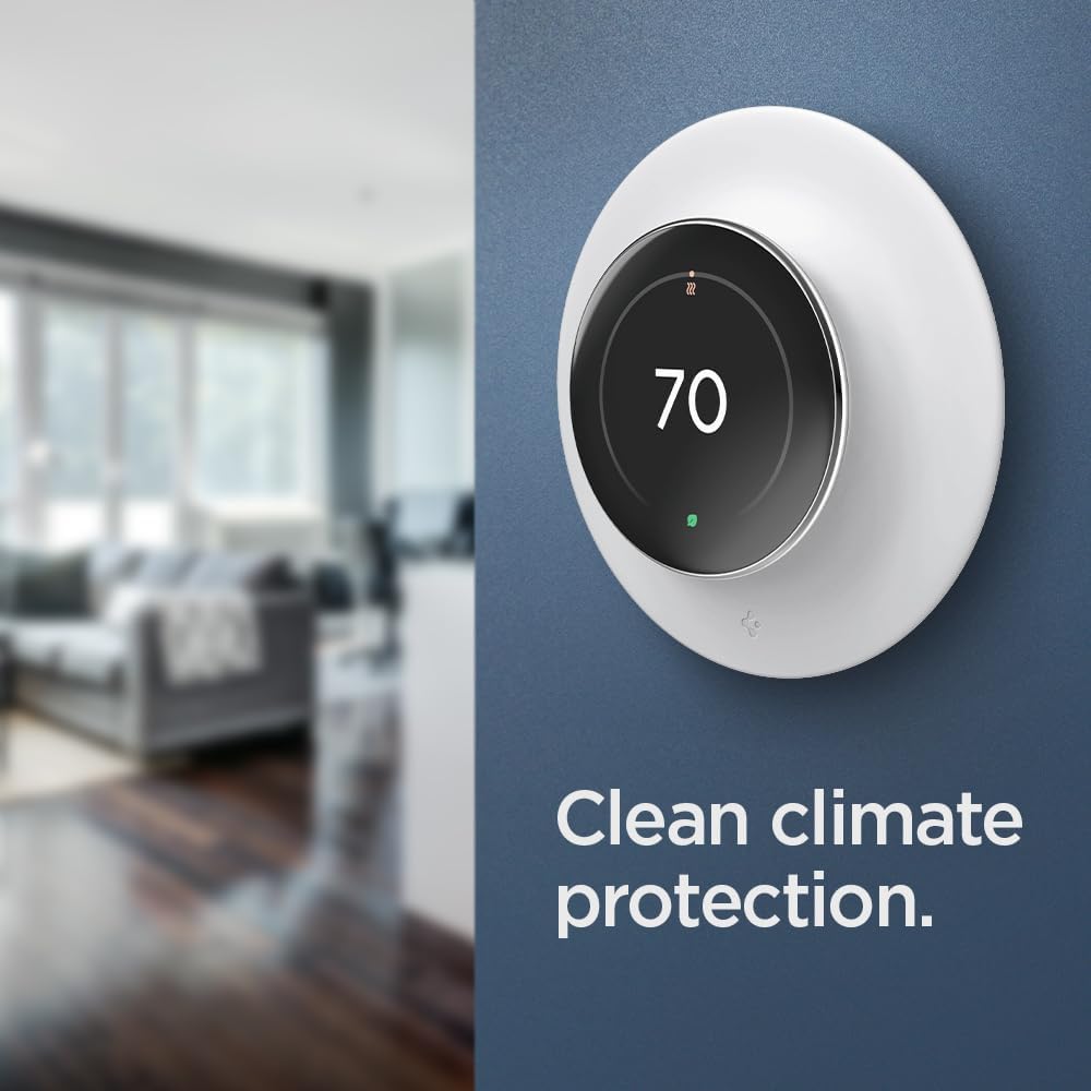 Spigen Wall Plate Designed for New Google Nest Learning Thermostat 4th Generation (2024) Wall Plate - Matte Black