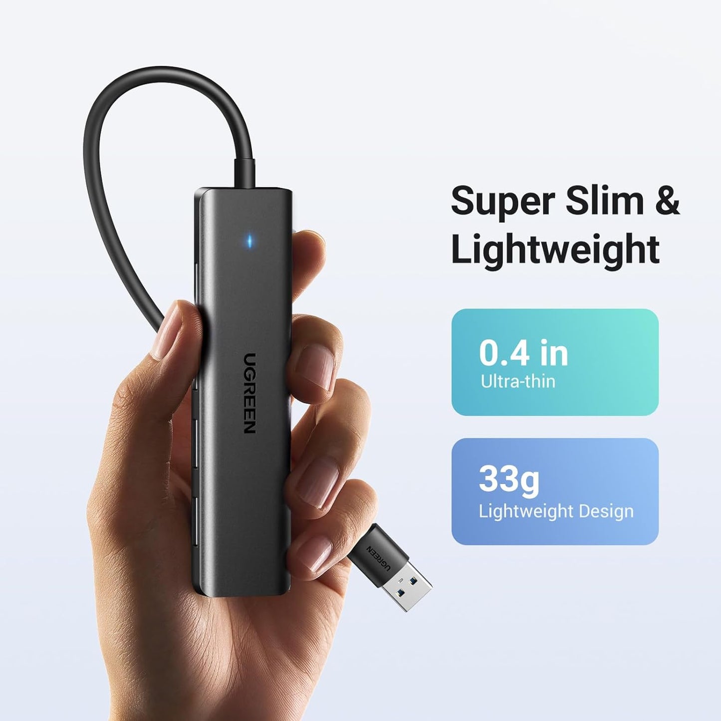 UGREEN USB Hub 3.0, 4 Ports USB A Splitter Ultra Slim Expander for Mouse, Keyboard, Flash Drive, U Disk, Printer Compatible with Laptop, Desktop PC, Xbox, PS5, Mouse, Keyboard and More, 0.5ft