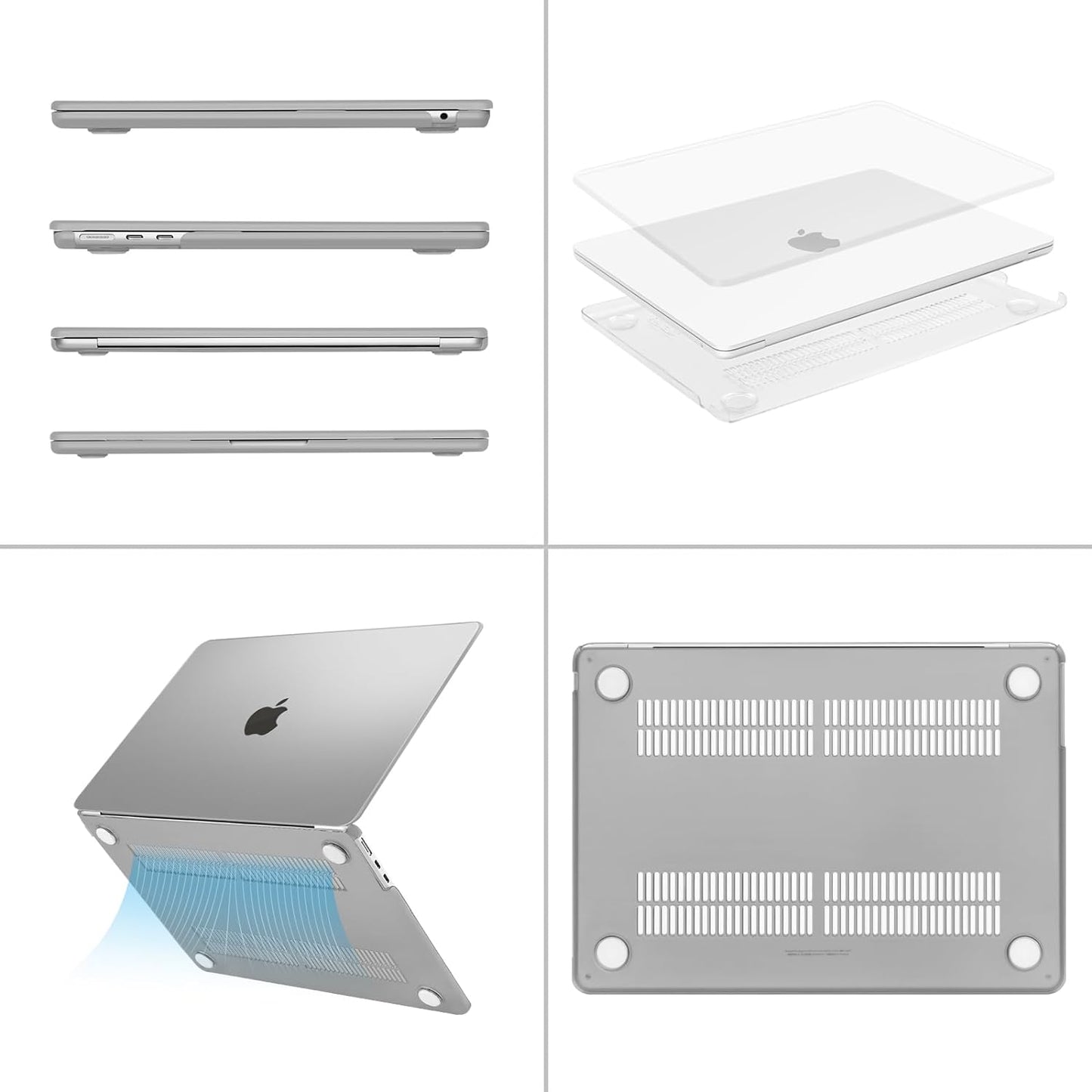 MOSISO Compatible with MacBook Air 13 inch Case 2025 2024 2023 2022 M4 A3240 M3 A3113 M2 A2681, Plastic Hard Shell&Keyboard Cover&Screen Film&Pouch for MacBook Air 13.6 inch Case, Crystal Clear