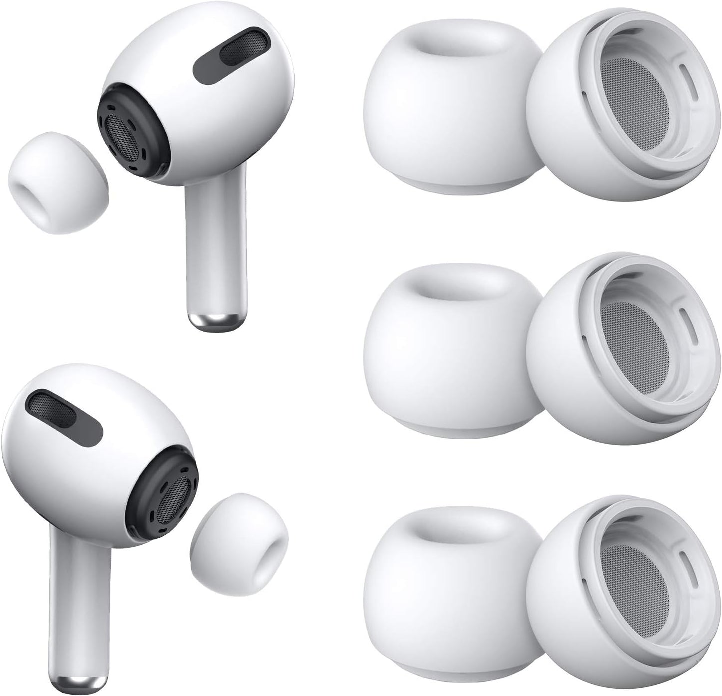 YUWAKAYI [3 Pairs] Replacement Ear Tips for AirPods Pro & Pro 2nd Gen with Noise Reduction Holes, Silicone Ear Tips with Portable Storage Box & Fit in Charging Case (S/M/L)