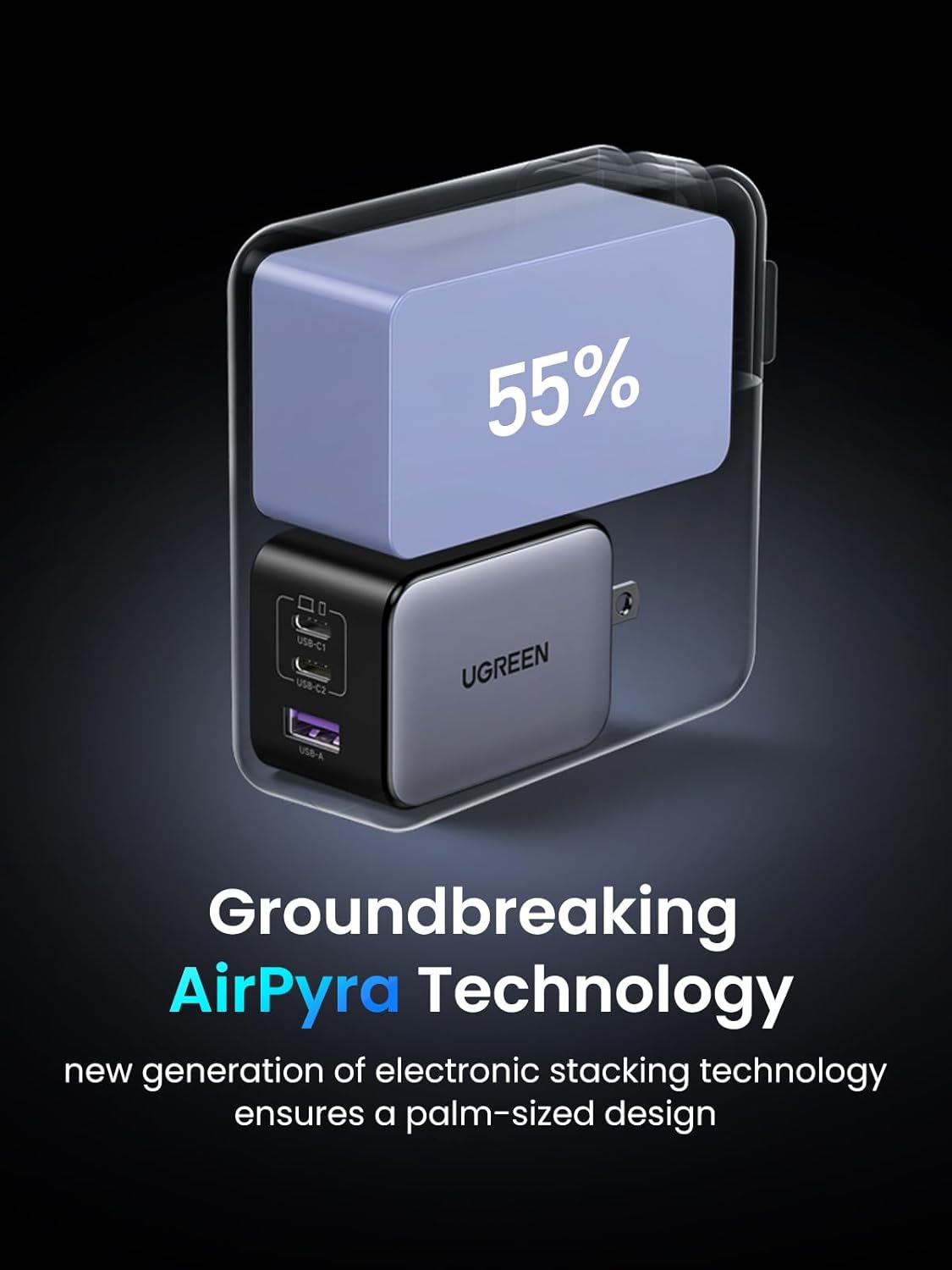 UGREEN 65W USB C Charger Nexode X Series, 3-Port PPS Mini Fast GaN Charger Block with GaNinfinity Chip for MacBook Pro/Air, iPhone 15 Pro/14, iPad Pro, Galaxy S24/S23, Pixel 8, Steam Deck