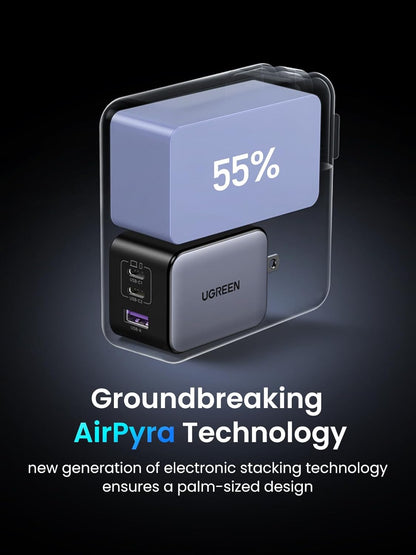 UGREEN 65W USB C Charger Nexode X Series, 3-Port PPS Mini Fast GaN Charger Block with GaNinfinity Chip for MacBook Pro/Air, iPhone 15 Pro/14, iPad Pro, Galaxy S24/S23, Pixel 8, Steam Deck