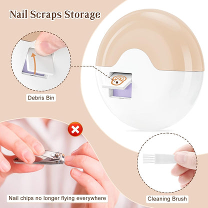 welltop Electric Nail Clipper, 2 in 1 Fingernail Cutter and File, Automatic Nail Clippers with 2 Speeds and Nail Scraps Storage, USB Rechargeable Safety Fingernail Trimmer for Baby Kids Seniors Adult