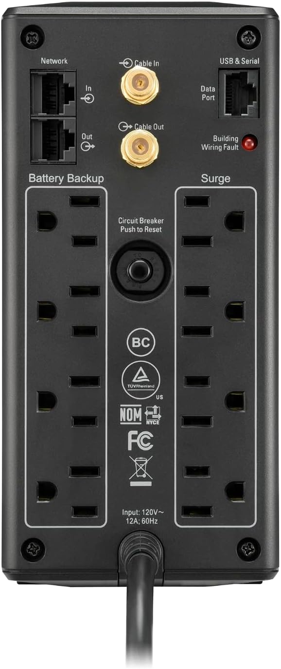 APC 1500VA UPS Battery Backup & Surge Protector, APC UPS Back-UPS Pro (BX1500M)