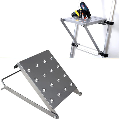 Ladder Platform Attachment,Steel Ladder Work Platform Extension | 400lbs capacity 10.6×13.8in anti-slip ladder work platform foldable attachment fits most ladders with 11.5"-14" rung spacing
