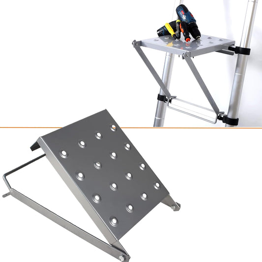 Ladder Platform Attachment,Steel Ladder Work Platform Extension | 400lbs capacity 10.6×13.8in anti-slip ladder work platform foldable attachment fits most ladders with 11.5"-14" rung spacing