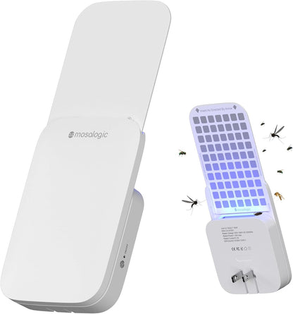 Mosalogic Fly Trap Plug in Mosquito Killer Gnat Moth Catcher Fly Tapper Indoor with Night Light for 400 Sq Ft of Protection White-1PACK
