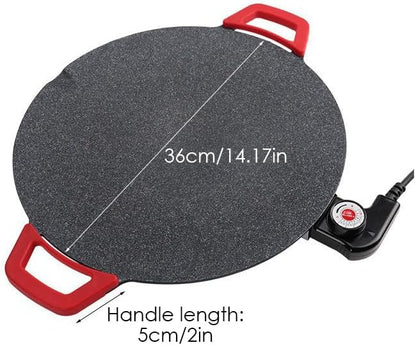 Electric Griddle - Smokeless Electric BBQ Grill Baking Trays, Nonstick Cooking Griddle Pan Pancake Maker with Handles, Medical Stone Coating 5 Level Temperature Control, Rapid Heat Up 14.2 Inches