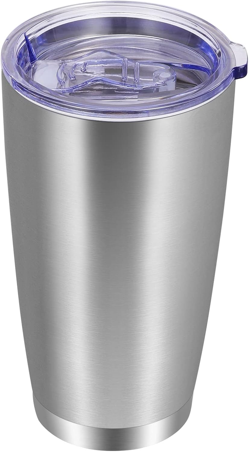 VEGOND 20oz Tumbler with Lid and Straw Stainless Steel Tumbler Cup Bulk Vacuum Insulated Double Wall Travel Coffee Mug Powder Coated Coffee Cup (Bluish Violet 6 Pack)