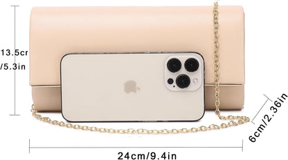 MUDUO Patent Leather Envelope Clutch Purse Shiny Candy Foldover Clutch Evening Bag for Women (7018-Silver)