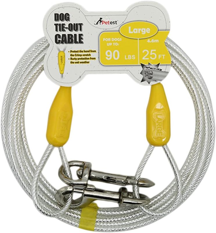 Petest 25ft Reflective Tie-Out Cable for Small Dogs Up to 35 Pounds