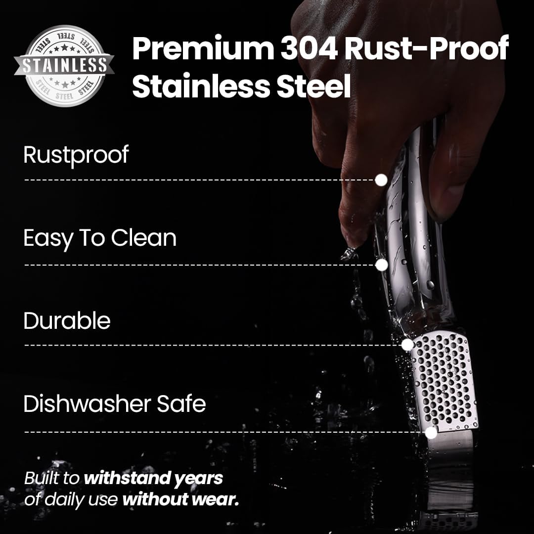 Gourmet Easy Lifetime Replace Garlic Press, No Need to Peel, Fine & Coarse